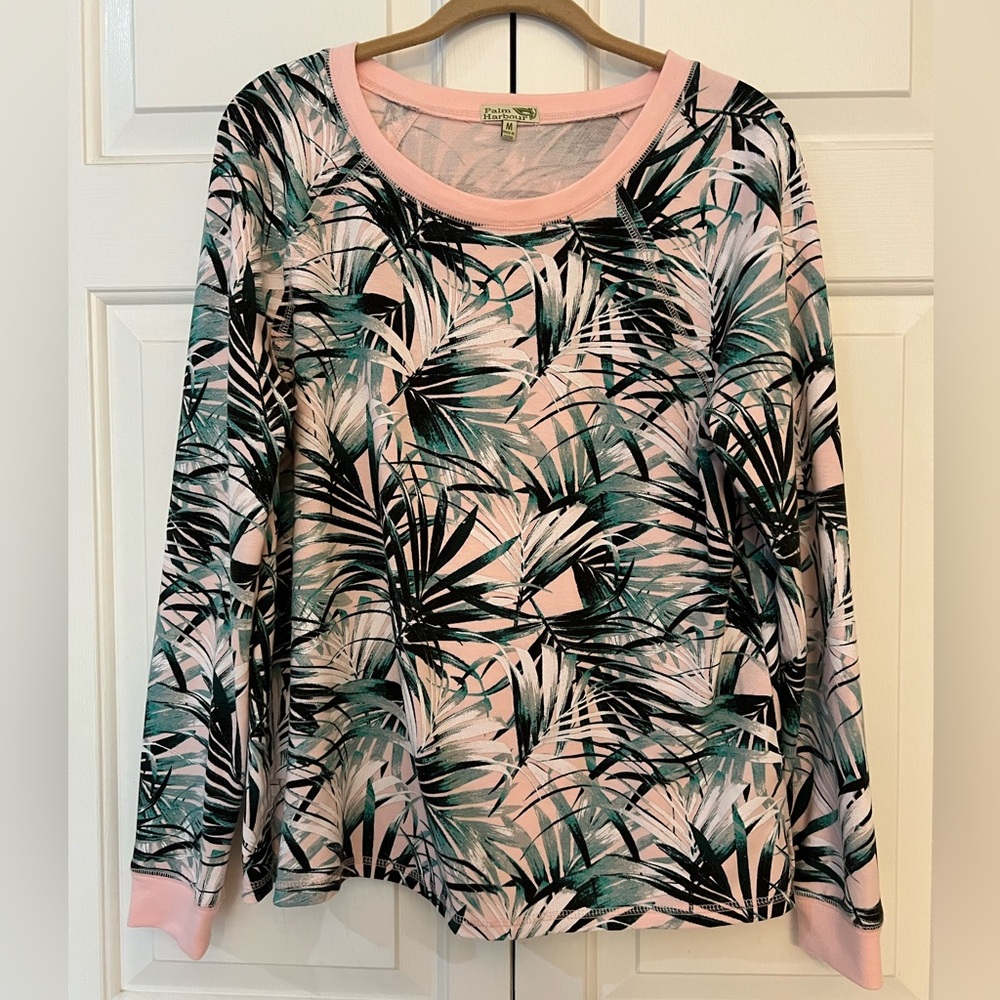 Palm Harbour Tropical Print Soft Light Sweatshirt Size M